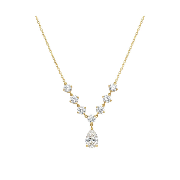 Pear & Round Lab-Grown Diamond Y-Drop Necklace, 1.34 ctw, 14K or 18K Gold