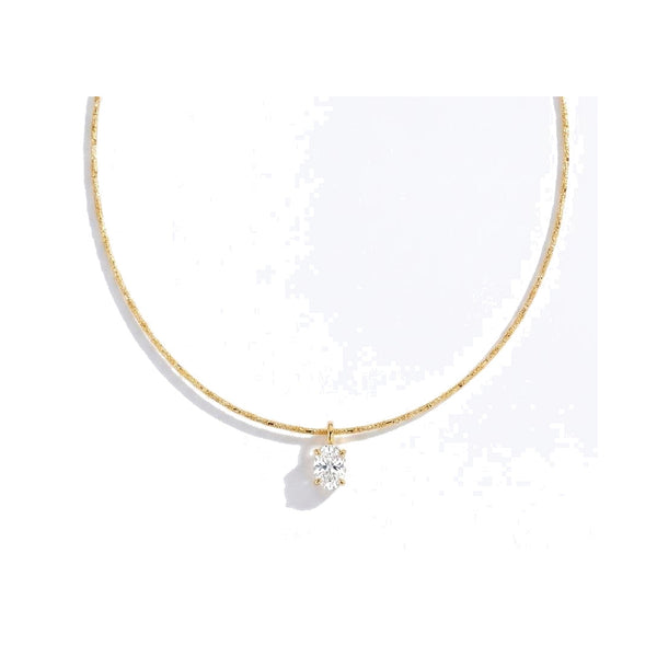 Oval Lab Diamond Solitaire Pendant Necklace