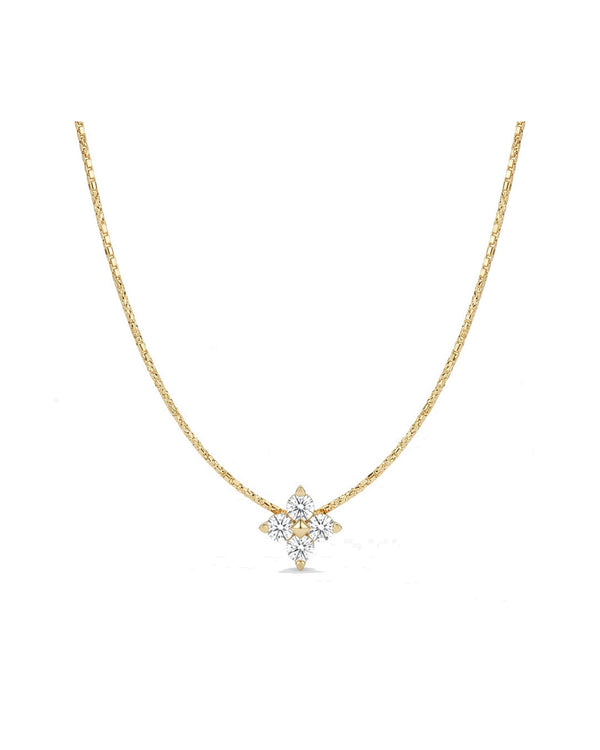 Celestial Four-Petal Lab Diamond Choker & Pendant, 14K or 18K Gold
