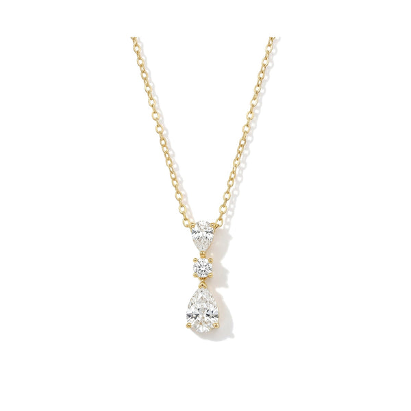 Pear & Round Lab-Grown Diamond Cascading Pendant Necklace, 0.80 ctw, 14K & 18K Gold