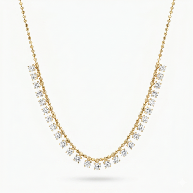 Product image of Lab-Grown Diamond Fringe Necklace, 14K or 18K Gold.