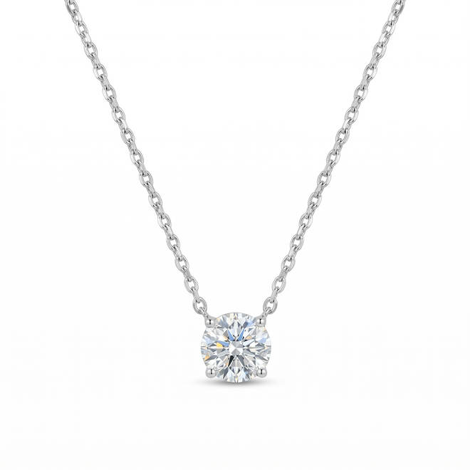 Product image of Round Lab-Grown Diamond Solitaire Necklace in 18K Gold.