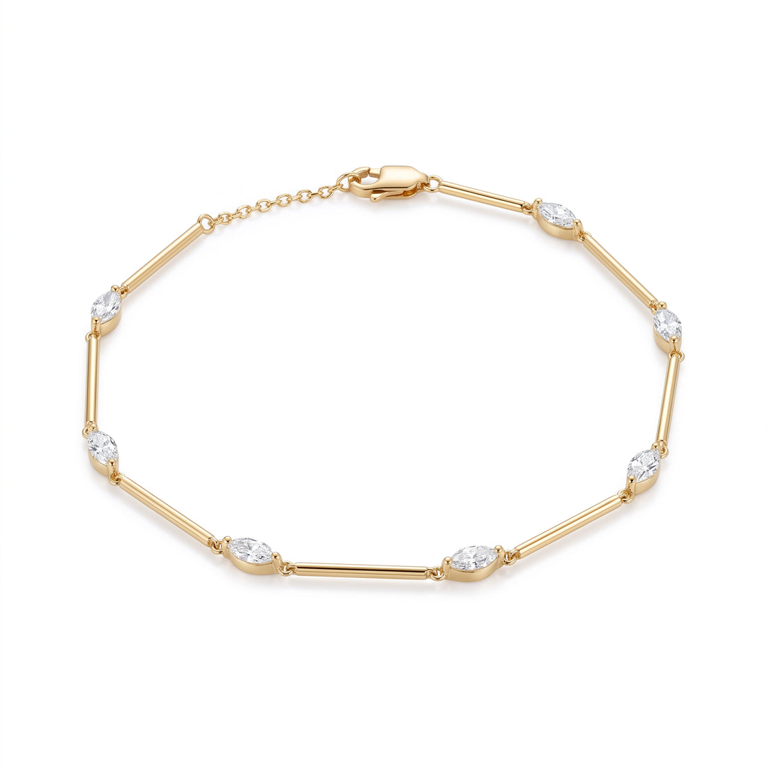 0.8ct marquise lab-grown diamond station bracelet in yellow gold