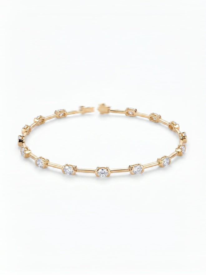 Product image of Lab-Grown Diamond Station Tennis Bracelet, Total, 14K & 18K Gold.