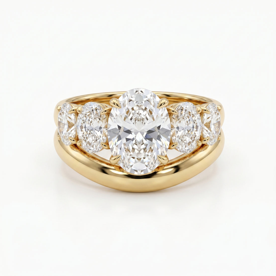 Product image of Oval Lab-Grown Diamond Bridal Ring Set in 14K or 18K Gold.