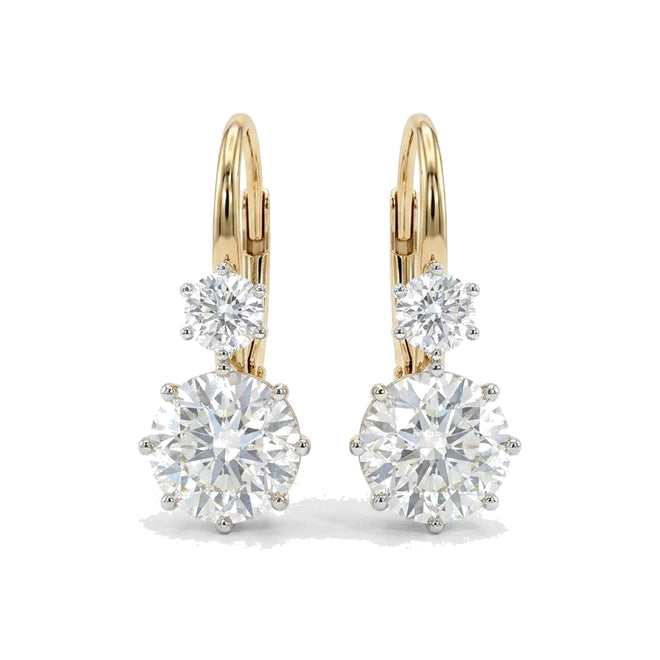 2.40ctw Old European Cut Lab-Grown Diamond Lever-Back Dangle Earrings in 14K / 18K Gold