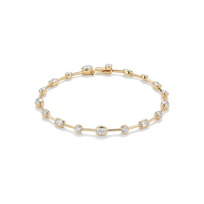 2.6ct Multi-Cut Lab-Grown Diamond Tennis Bracelet in 14K & 18K Gold | Julysnow