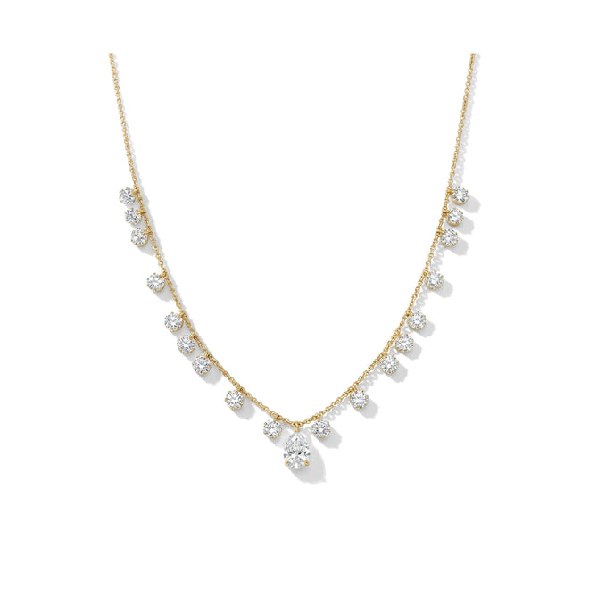 2.97ctw Oval & Round Laboratory Diamonds Fringe Necklace on 18K Gold Bead Chain