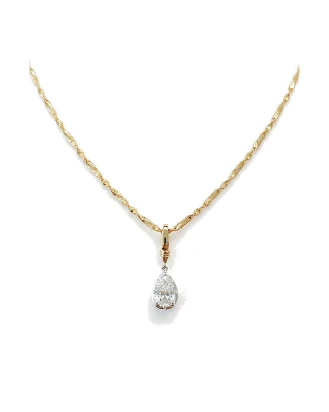 2ct Pear Cut Lab-Grown Diamond Solitaire Pendant | 14K & 18K Gold | Julysnow