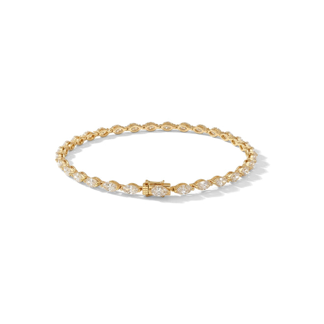 3.4ct Marquise Lab Diamond Tennis Bracelet, 14K & 18K Gold