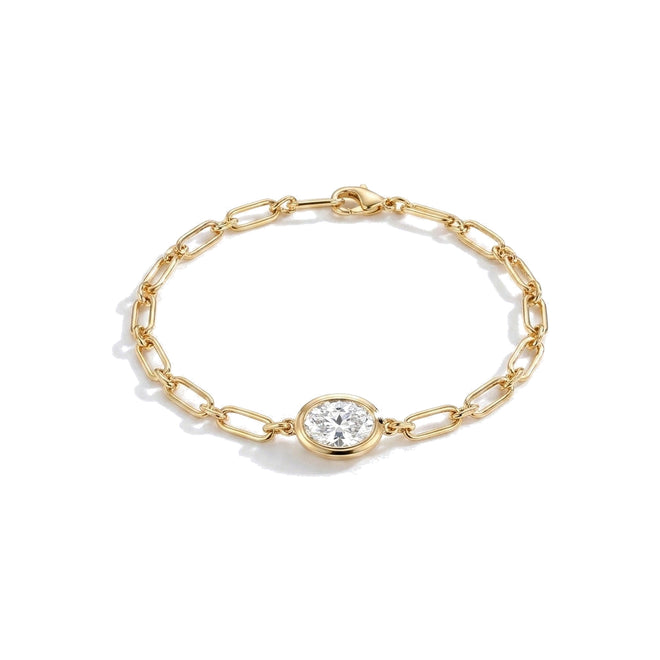 Lab-Grown Diamond Oval Bezel Bracelet in 14K & 18K Gold | 1ct | Julysnow