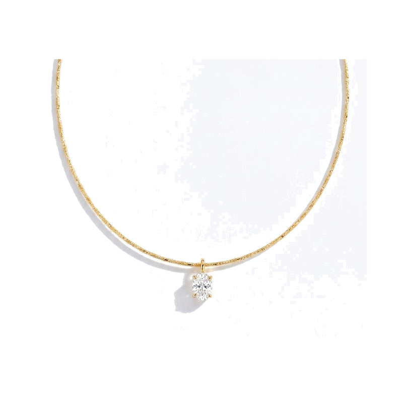 Oval Lab Diamond Solitaire Pendant Necklace