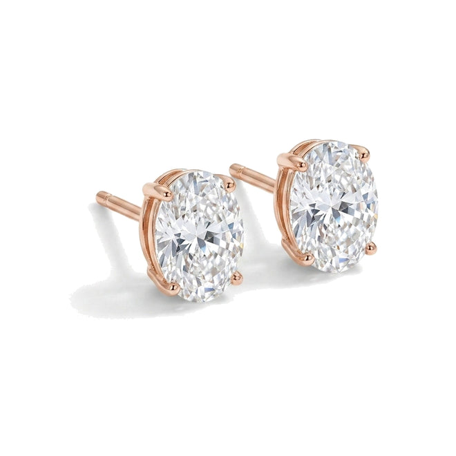 Oval Lab Diamond Stud Earrings – 14K & 18K Gold | Julysnow
