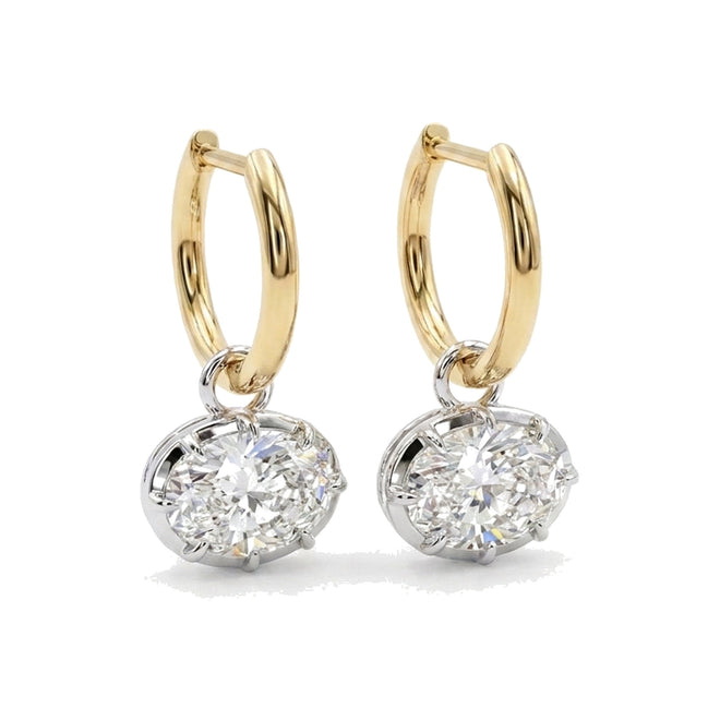 The Infinite 2.00ctw Oval Lab Diamond Detachable Hoop Earrings in 14K Gold