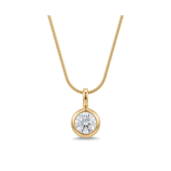 1.00ct Lab-Grown Diamond Bezel Pendant in 18K Gold