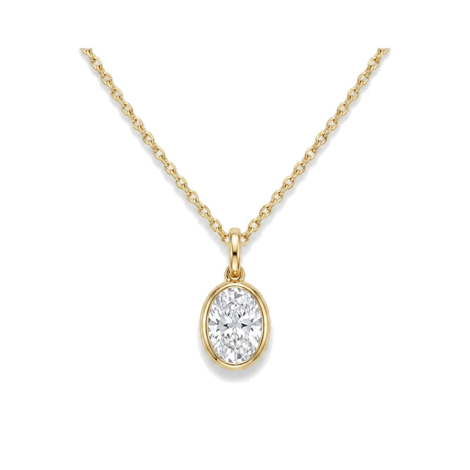 1.00ct Oval Lab-Grown Diamond Bezel Pendant in 14K/18K Gold