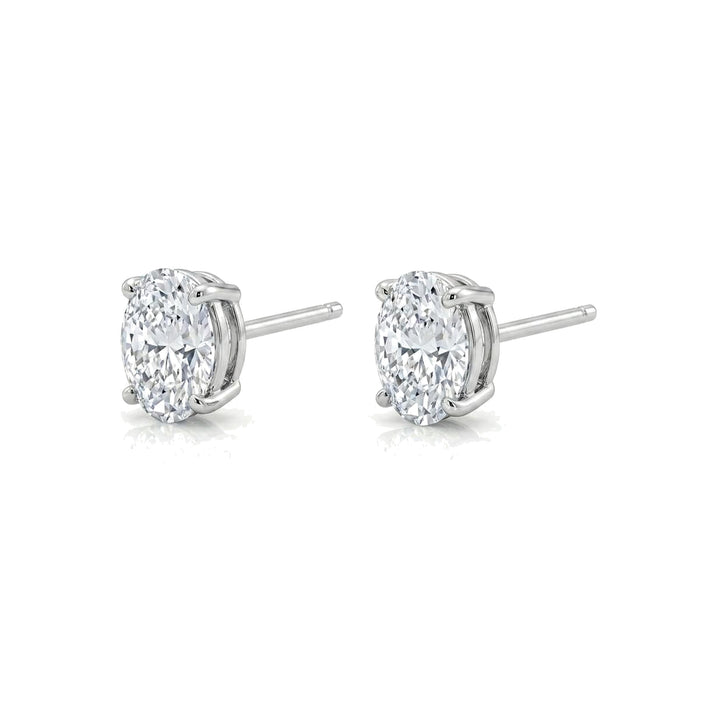 Julysnow 1.02ctw oval lab-grown diamond stud earrings in white gold
