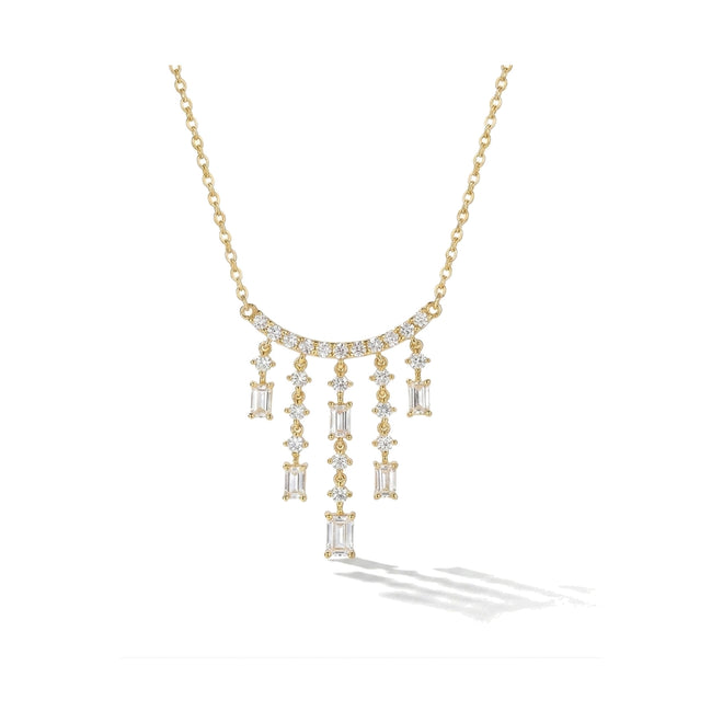 1.19ctw Emerald-Cut Lab-Grown Diamond Fringe Necklace in 18K Gold