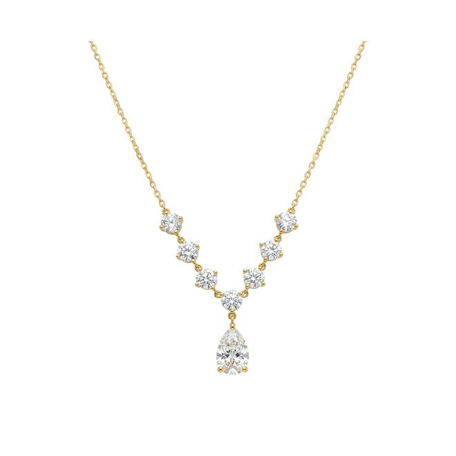 1.34ctw Pear & Round Laboratory Diamonds Drop Necklace in 18K Yellow Gold