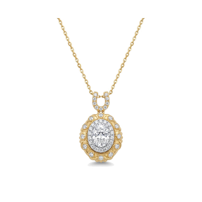 1.41ctw Oval Lab-Grown Diamond Halo Necklace in 18K Gold