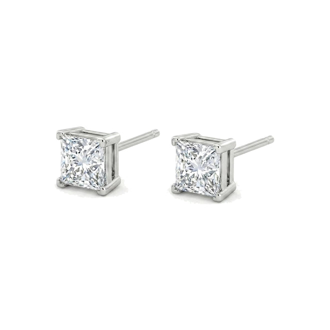 1.44ctw Princess-Cut Lab-Grown Diamond Stud Earrings in 18K White Gold
