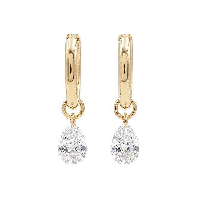 14K Gold Lab-Grown Diamond Huggie Drop Earrings | Round Brilliant Cut | Julysnow