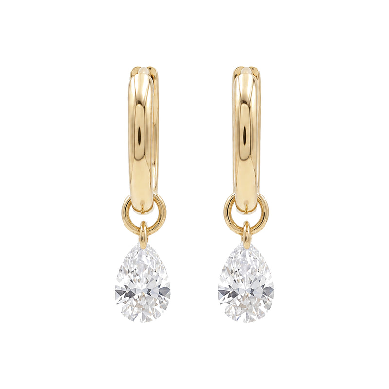 Lab-Grown Diamond Huggie Drop Earrings, 14K Gold