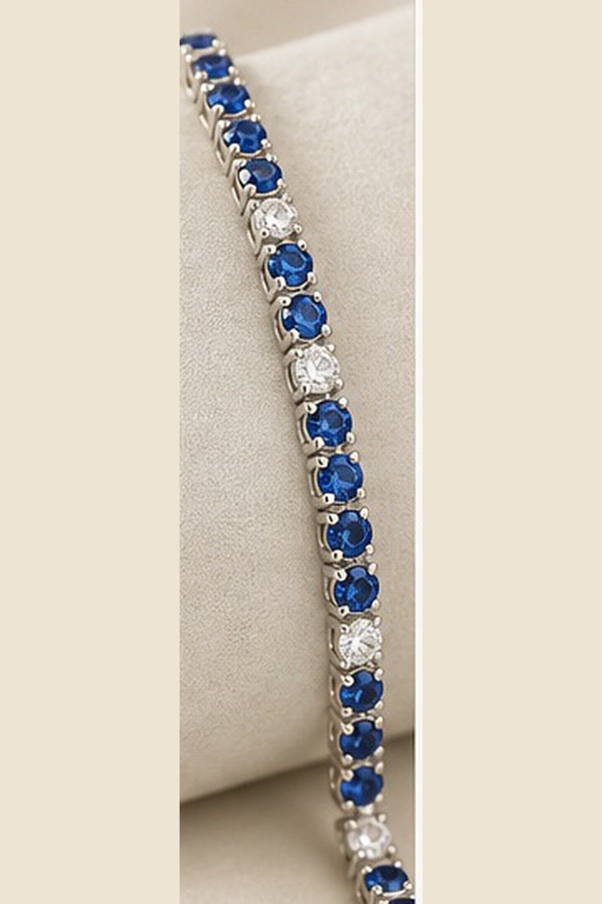Blue color-stone tennis bracelet detail